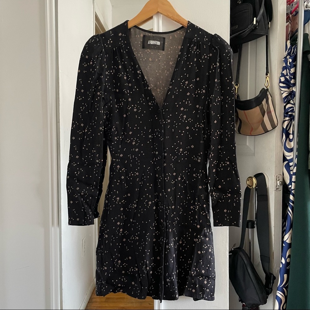 Reformation Black Star Print Courtney Mini Dress - Picture 2 of 5